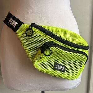 PINK Victoria's Secret Bright Yellow Mesh Belt Bag